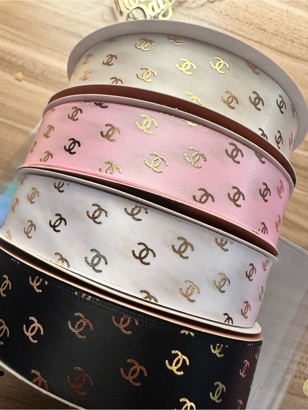 Luxury-Inspired Ribbon Trio in Pink, White, Black
